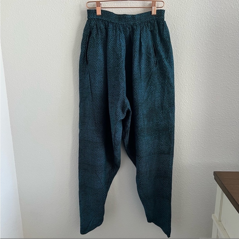 Synergy Geometric Circle Blue Elastic Waist Pants Boho Gypsy Hippy Pants Medium